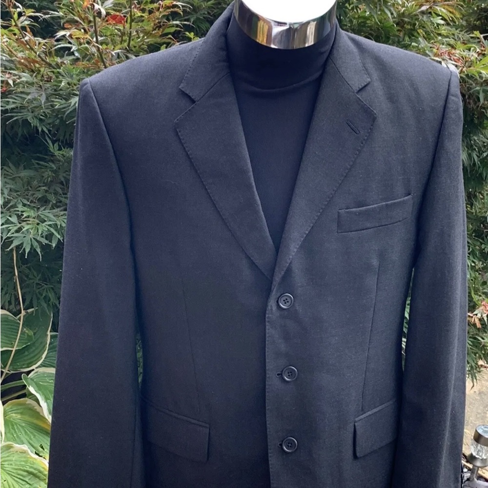 Aquascutum Men's Suit Jacket Blazer Dark Grey / Black Lined Wool Size 40R - Picture 6 of 11